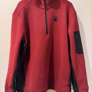 Duluth Trading Co AKHG Red and Black Zip-Up Sweater
